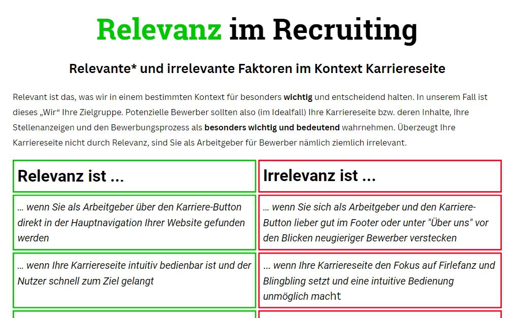Über die Relevanz von Karriereseiten